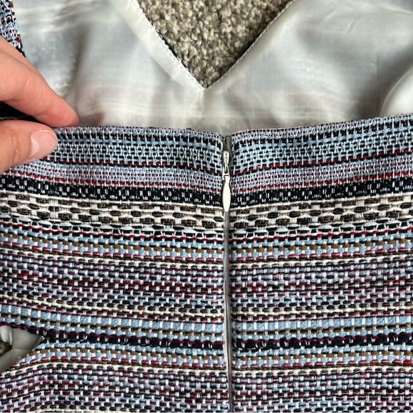 Venus Multi Color Tweed Cut Out Mini Dress With Fringe Hem, Size 6 - Picture 11 of 12